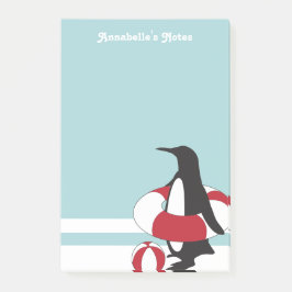 Notas Post-it® Pingüino de dibujos animados azul claro, diversión