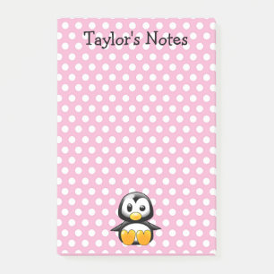 Notas Post-it® Pingüino de dibujos animados divertido y lindo per