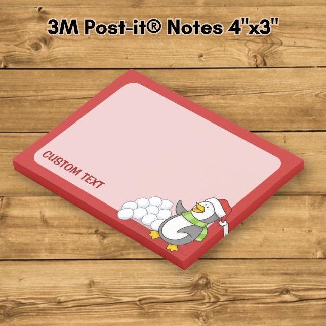 Notas Post-it® pingüino de Navidad con bolas de nieve saludando (Subido por el creador)