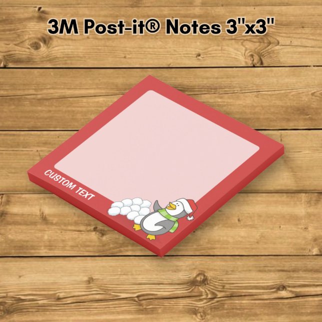 Notas Post-it® pingüino de Navidad con bolas de nieve saludando (Subido por el creador)