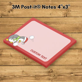 Notas Post-it® pingüino de Navidad recogiendo una bola de nieve