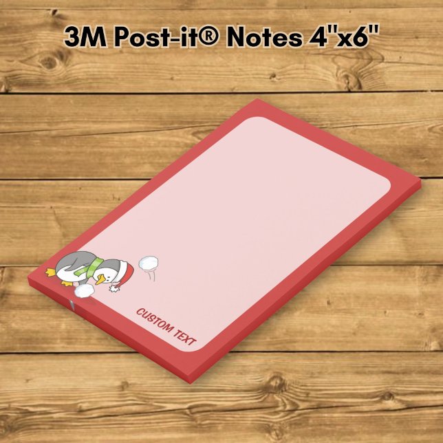 Notas Post-it® pingüino de Navidad recogiendo una bola de nieve (Subido por el creador)