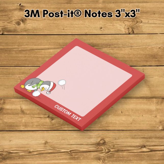 Notas Post-it® pingüino de Navidad recogiendo una bola de nieve (Subido por el creador)