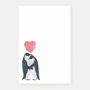 Notas Post-it® Pingüino emperador de la pareja acuarela 