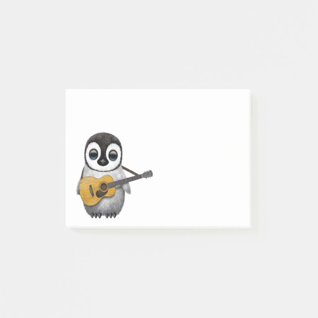 Notas Post-it® Pingüino musical del bebé que toca la guitarra (Anverso)
