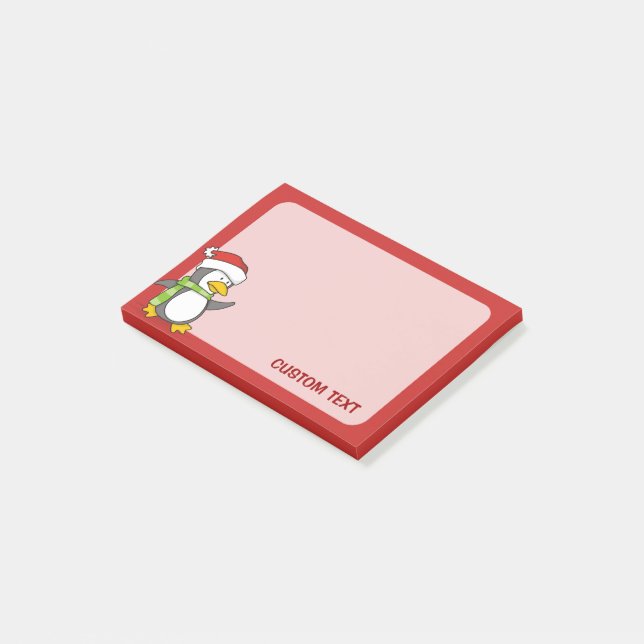 Notas Post-it® Pingüino navidad caminando sobre la nieve (En perspectiva)