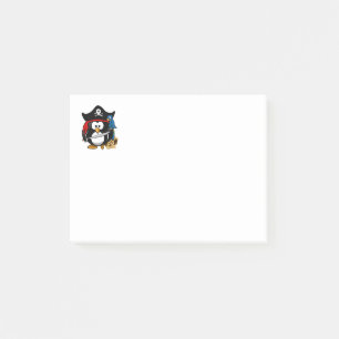 Notas Post-it® Pingüino pirata Personalizado lindo con loro