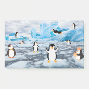 Notas Post-it® pingüinos lindos en el hielo antártico