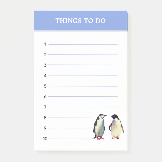 Notas Post-it® Pingüinos Lindos y Cosas para Hacer Editables (Anverso)