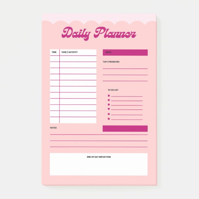 Notas Post-it® Pink Aesthetic Daily Planner Post-it® Notepad (Anverso)