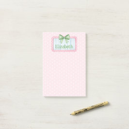 Notas Post-it® Pink and Blue Frame With Green Gingham Bow
