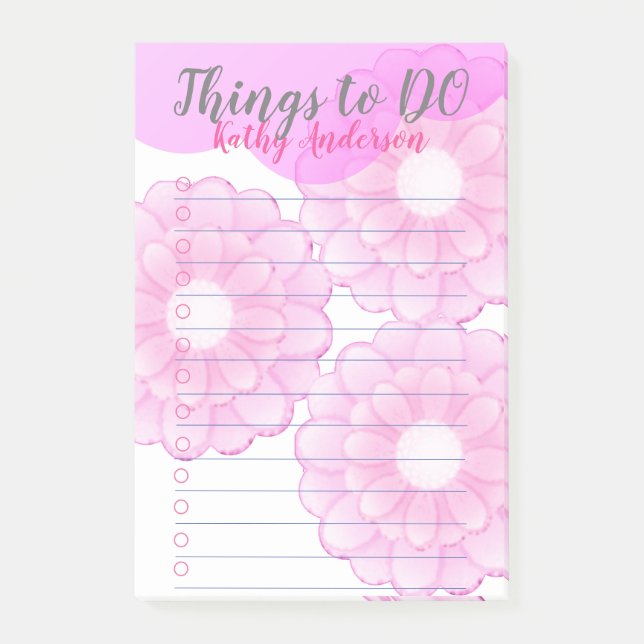 Notas Post-it® Pink Anemone Things to DO Post-It Notes (Anverso)