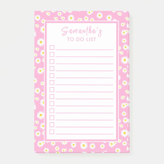 Notas Post-it® Pink Boho Spring Daisies to Do List (La Primavera  (Anverso)