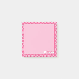 Notas Post-it® Pink Checkered Preppy