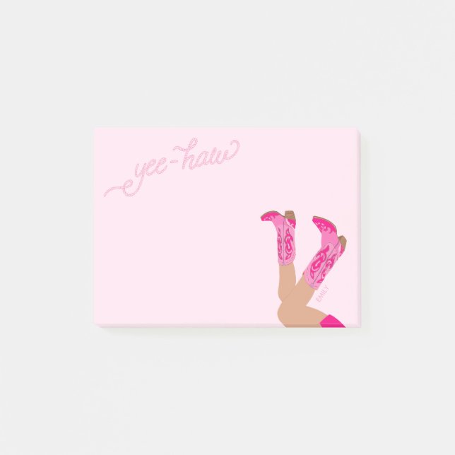 Notas Post-it® Pink Cowgirl Custom Name  (Anverso)