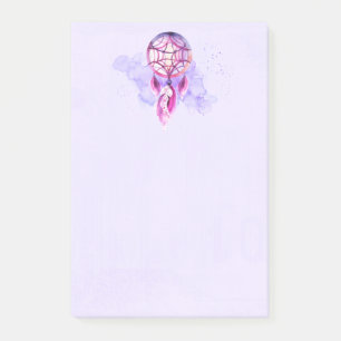 Notas Post-it® Pink Dreamcatcher On Purple Watercolor Splatz