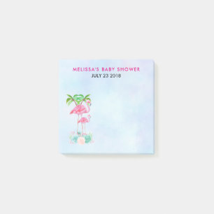 Notas Post-it® Pink Flamingo Momma & Baby with Palm Trete
