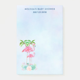 Notas Post-it® Pink Flamingo Momma & Baby with Palm Trete