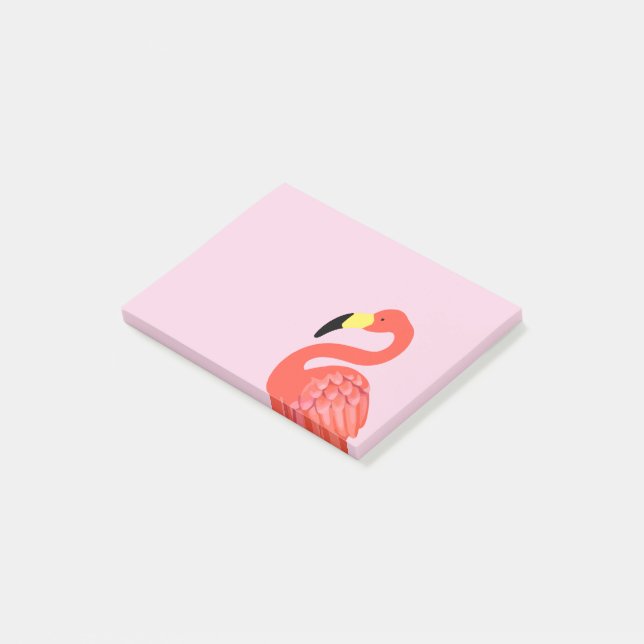Notas Post-it® Pink Flamingo Tropical Theme Notepads pegajosos (En perspectiva)