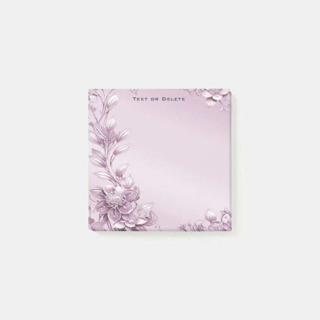 Notas Post-it® Pink Floral Foliage Post it Notes (Anverso)