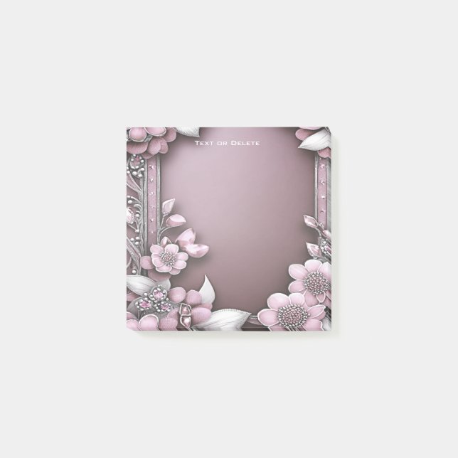 Notas Post-it® Pink Floral Post escribe (Anverso)
