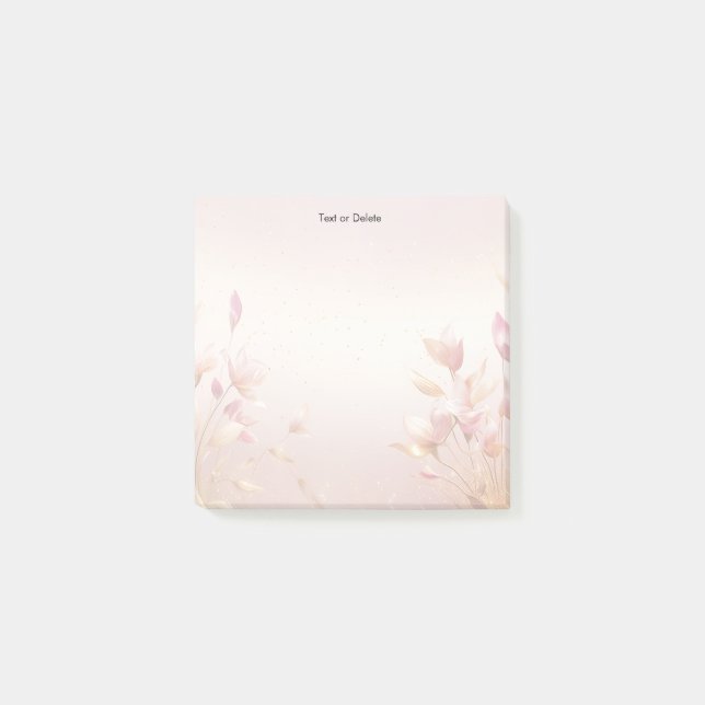 Notas Post-it® Pink Golden Leaves Floral Post anota (Anverso)