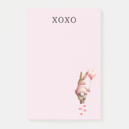 Notas Post-it® Pink Heart Balloon footsteps Bunny