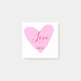 Notas Post-it® Pink heart love happy Valentine's day text red nam