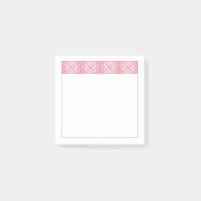 Notas Post-it® PINK HEART QUILT 3x3 Post It Notepad (Anverso)