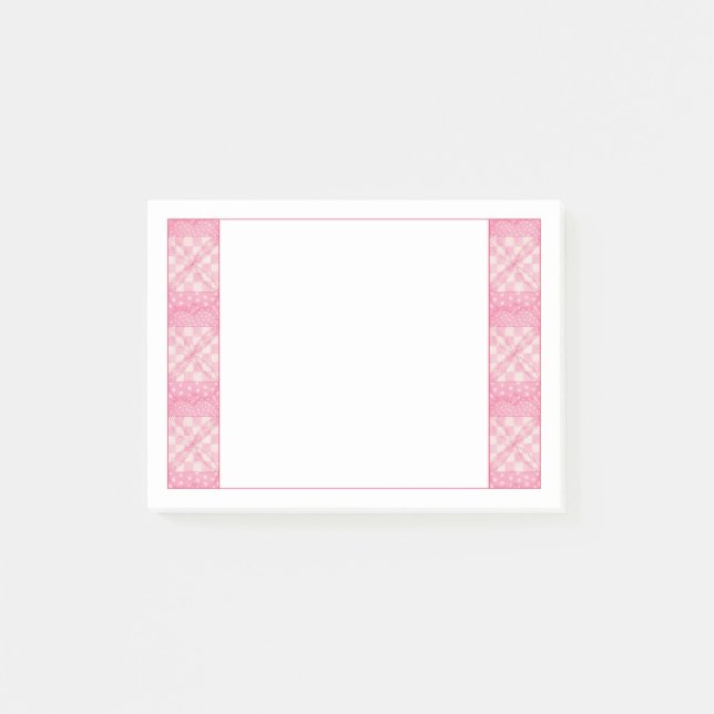 Notas Post-it® PINK HEART QUILT 4x3 Post It Notepad (Anverso)