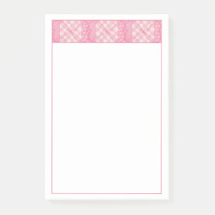 Notas Post-it® PINK HEART QUILT 4x6 Post It Notepad