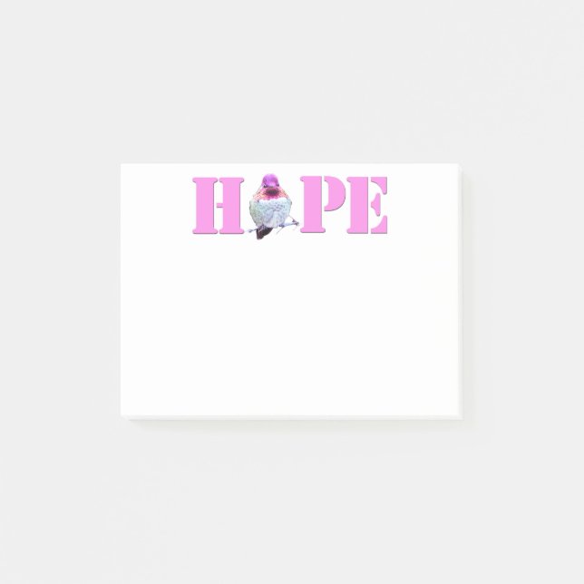Notas Post-it® Pink HOPE Hummingbird Photo 4x3 Notes (Anverso)