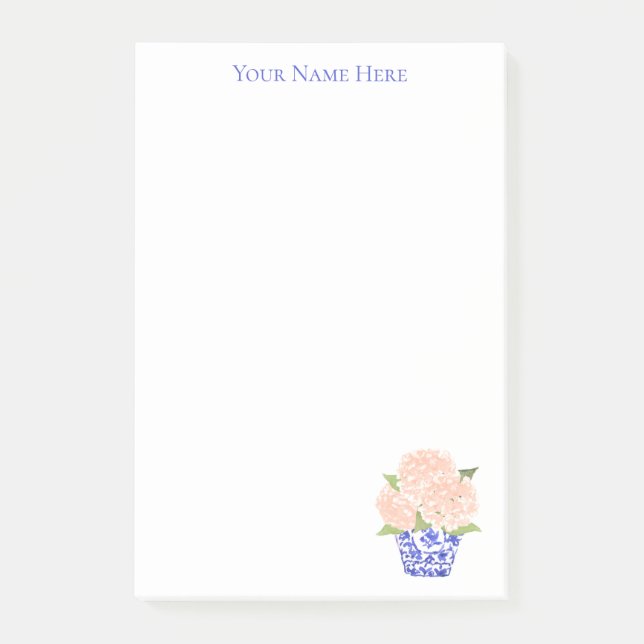 Notas Post-it® Pink Hydrangea in Chinoiserie Planer Note  (Anverso)