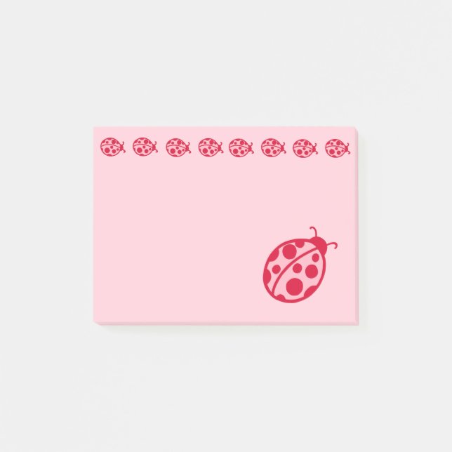 Notas Post-it® Pink Ladybugs Post It Notes (Anverso)