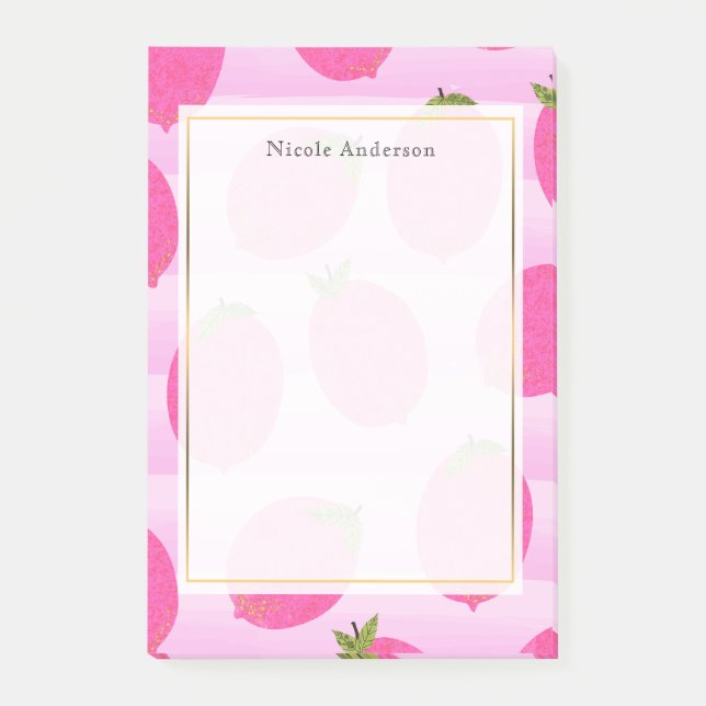 Notas Post-it® Pink Lemons Lemonade Summer Fruit Fun Bright (Anverso)
