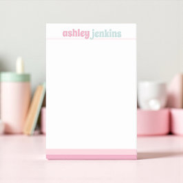 Notas Post-it® Pink & Mint Modern Name, Minimalist