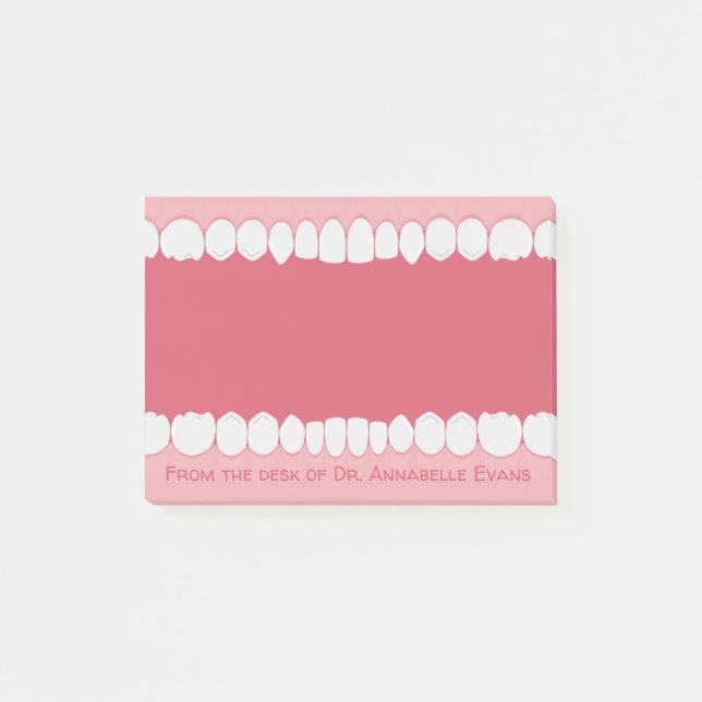 Notas Post-it® Pink Mouth with Teeth Personalize Post-it Notes: (Anverso)