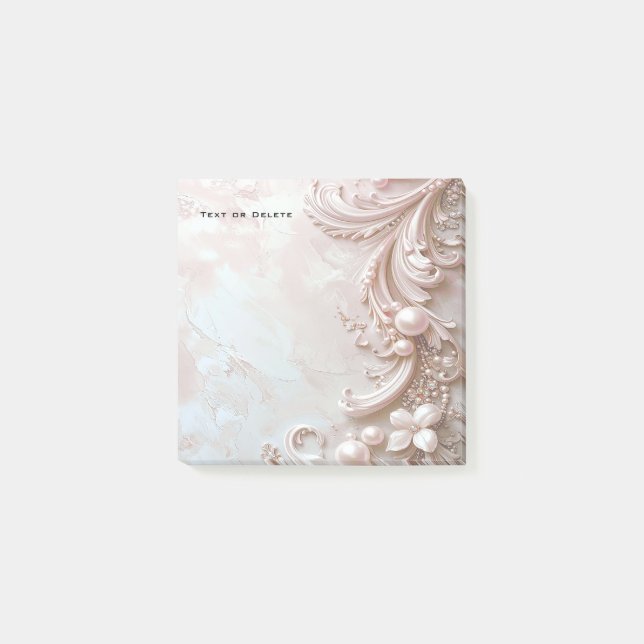 Notas Post-it® Pink Ornate Pearl and Floral Post it Notes (Anverso)