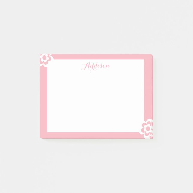 Notas Post-it® Pink Personalized Post-it® Notes White Flower (Anverso)