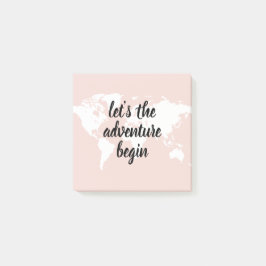 Notas Post-it® Pink positivo vamos al mapa mundial de aventuras
