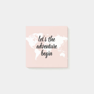 Notas Post-it® Pink positivo vamos al mapa mundial de aventuras