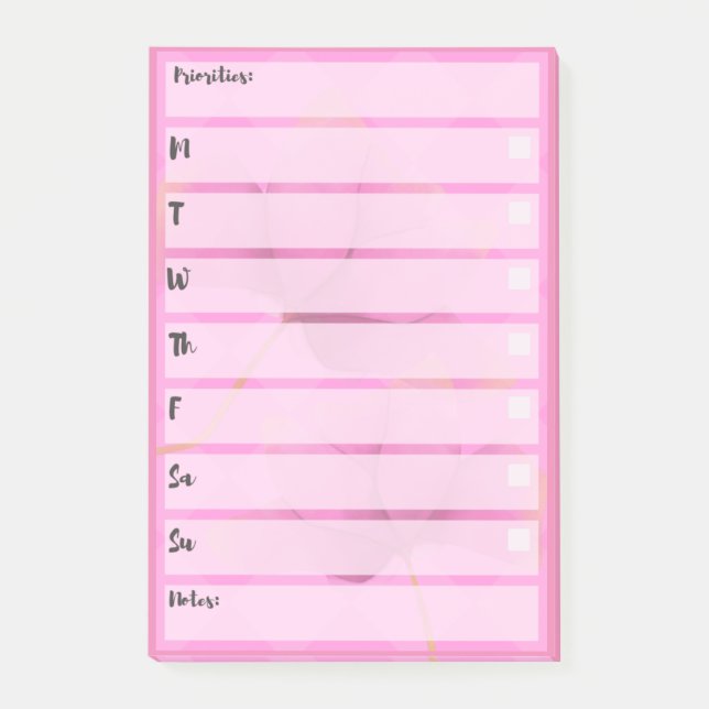 Notas Post-it® Pink Post-It Note Simple Weekly Planner (Anverso)