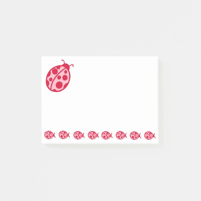 Notas Post-it® Pink Red Ladybugs Post It Notes (Anverso)