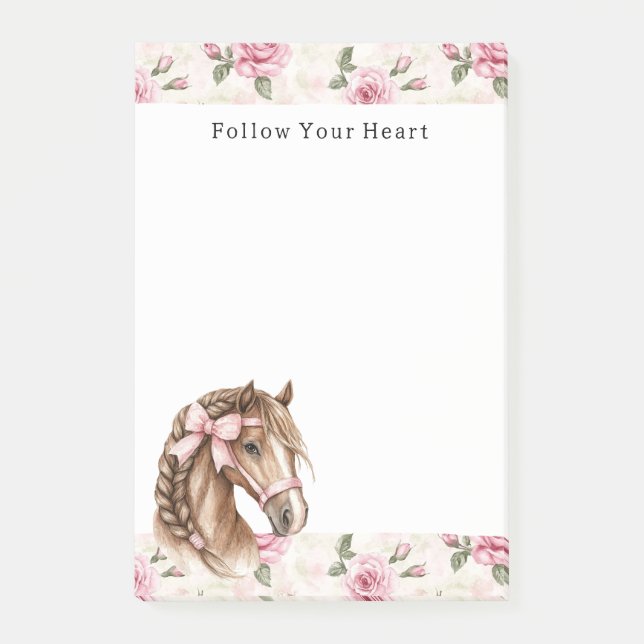 Notas Post-it® Pink Roses Floral Horse Bow Quote (Anverso)