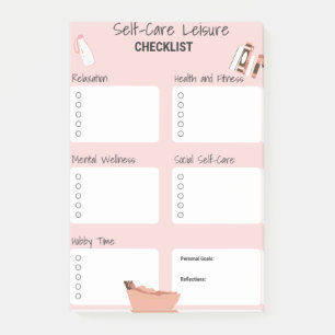 Notas Post-it® Pink Self Care Planner - Wellness & Mental Health