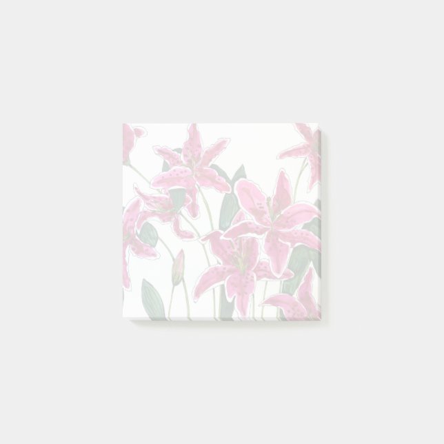 Notas Post-it® Pink Stargazer Lily Floral Pattern Sticky Notes (Anverso)