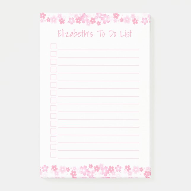 Notas Post-it® Pink To Do List 4x6 Personalizado Post It Notes (Anverso)