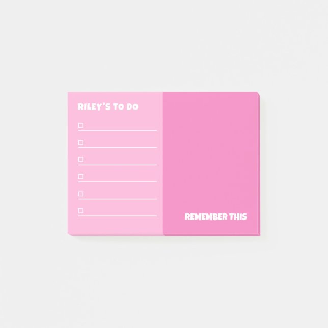 Notas Post-it® Pink To Do y Remember Notes (Anverso)