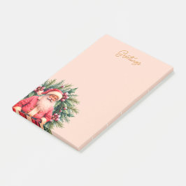 Notas Post-it® Pink Vintage Santa Holiday Design