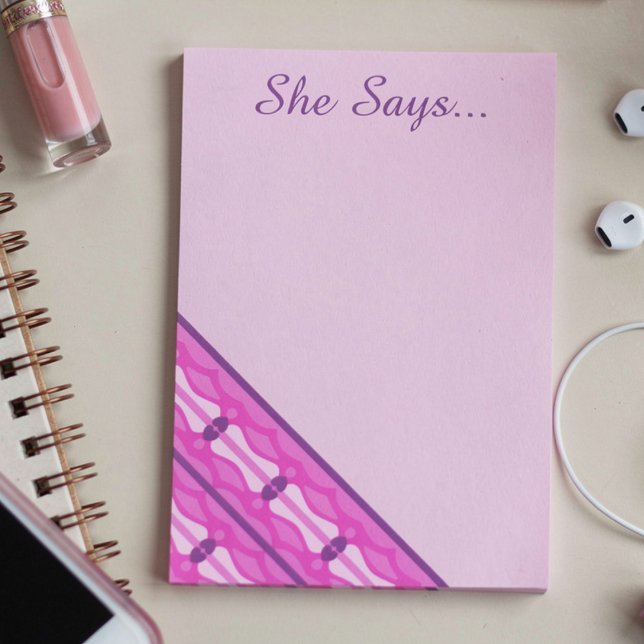 Notas Post-it® Pink Waves And Purple Hearts (Pretty, pink and Oh so girly. Fun stationery for your everyday needs.)